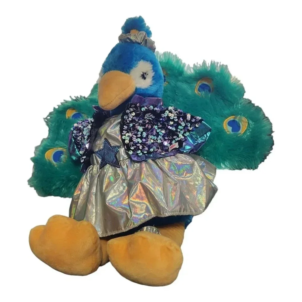 Build-A-Bear Workshop Peacock Plush Blue Bird Outfit Holographic Dress‎ 16